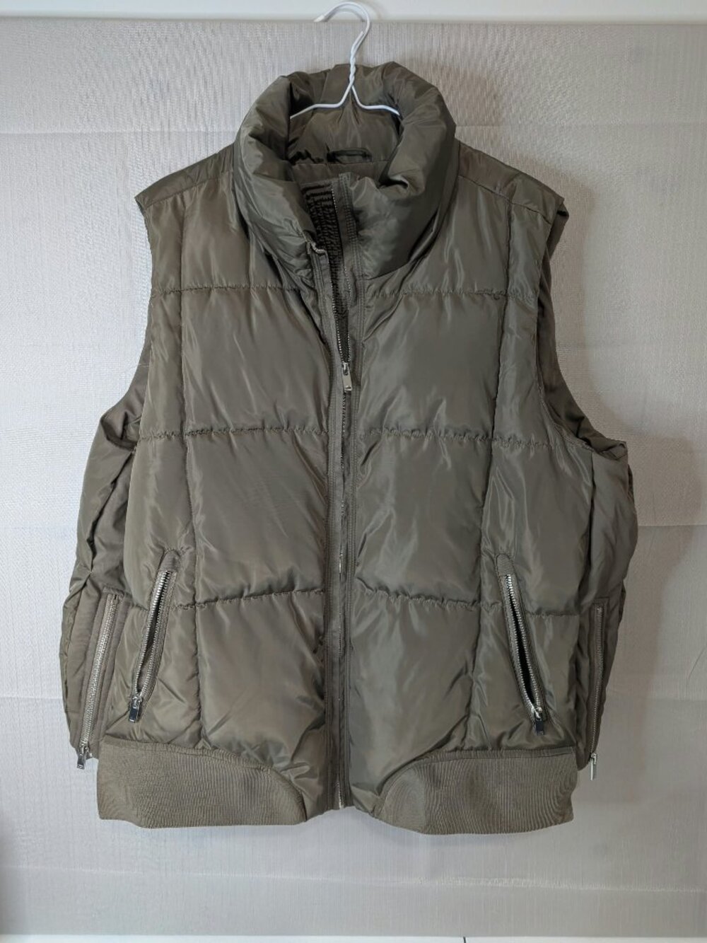 Tribal Olive Green Puffer Vest Quilted Zip Up Vest Size XL